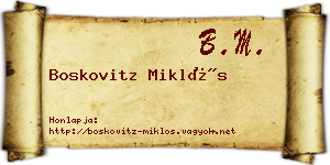 Boskovitz Miklós névjegykártya
